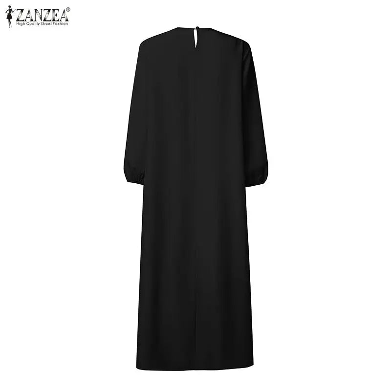 Women Muslim Dress Elegant Long Sleeve Hollow Out Fabric | SAMAG