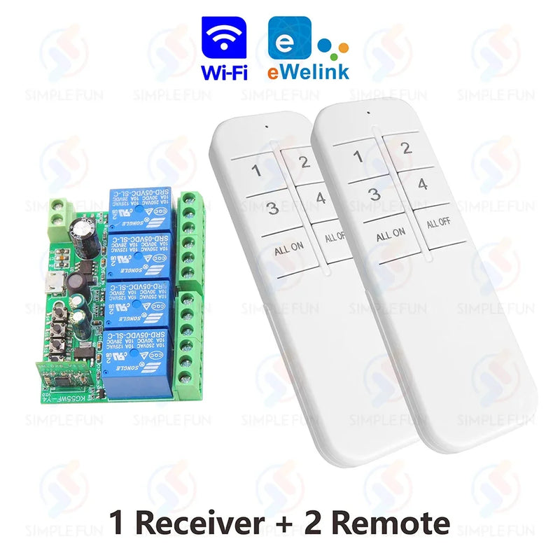 WiFi Smart Switch EWelink ,DC 12V 24V 48V USB 5V 4 Channels Wireless Remote Control,DIY Switch,Alexa Google Home Voice Control