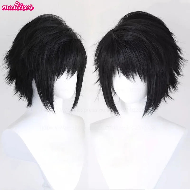High Quality Anime L.Lawliet Cosplay Wig L Cosplay Black Short Heat Resistant Synthetic Hair Halloween Party Wigs + Wig Cap