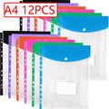 6/12pcs A4 11 Holes Binder Pocket Organizer Folders Transparent File Bag Document Pouch with Button Label for School Home Office