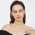 Pure 18 K Gold Color Shiny Simple Transport Beads Earring Jewelry for Women Bride Never Fade Birthday - Visuel 3 | SAMAG