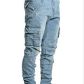 New Jeans Men Pants Wash Solid Color Multi Pockets Denim | SAMAG