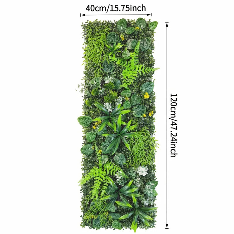 15.75×47.24inch Artificial Simulated Green Plant Background Wall High-Quality Plastic Simulation Hanging Panel Garden Decora
