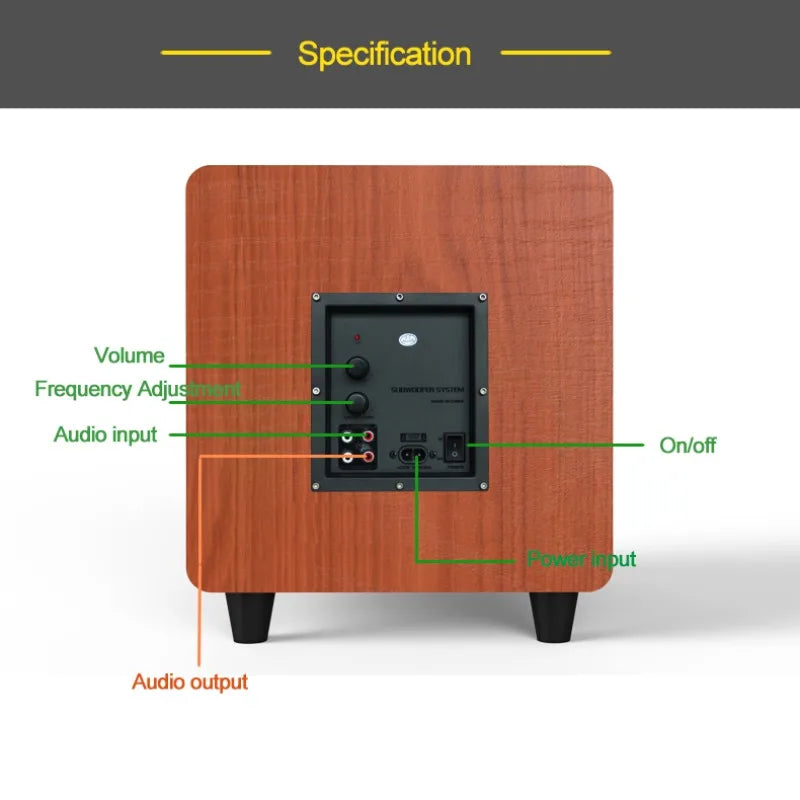 10 Inch Active Subwoofer Speaker Peak 300W Power HiFi Fever Wooden Subwoofer Home Theater Audio Sound Box For AMP/PC/TV/DVD/CD