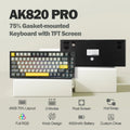 Ajazz AK820 Pro 75% Gasket-mounted Wired/Bluetooth 5.1/2.4G Wireless Mechanical Keyboard with TFT Screen for Win/Mac