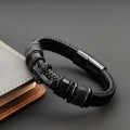 Dark Series Men's Leather Cross Bracelet New Fashion Hand-woven Rope Multi-layer Combination Stainless Steel Male Jewelry Gift