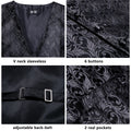 Men's Black Dress Vest Set with Tie Pocket Square Cufflinks - Jacquard Formal Tuxedo Waistcoat Suit Wedding - View 5 | SAMAG