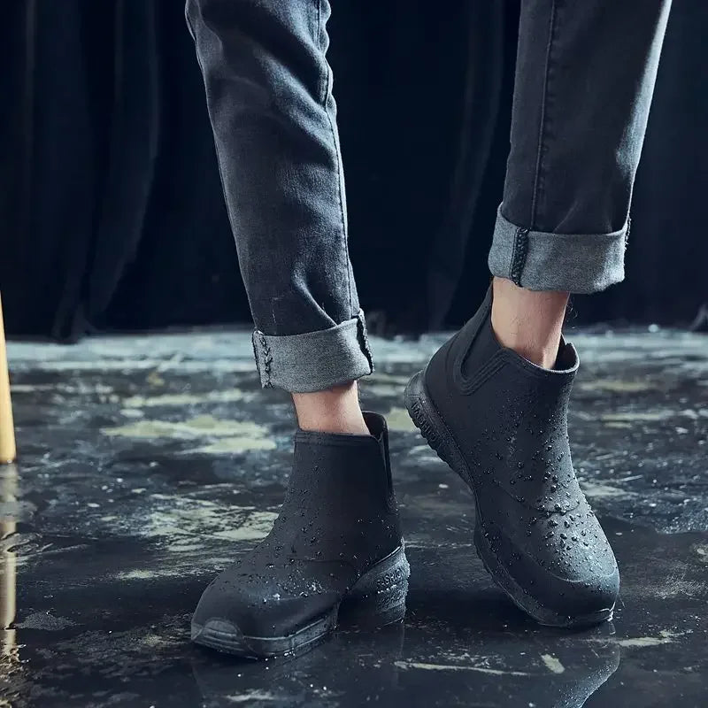 New Fashion Men's Rain Boots Rubber Boots Platform Ankle Boots 2025 Summer Slip on Couples Booties Men Work Shoes Botines Mujer