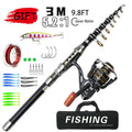 Telescopic Fishing Rod Reel Combo Full Set Portable 1.8m 2.1m 2.4m 2.7m 3m Long Cast Spinning Reel Simulation Lures For Saltwate