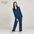 2025 Summer New 100% Mulberry Silk Long-Sleeve Long Pants 2PCS Sets Women's Pajama Set European  American Style Loungewear