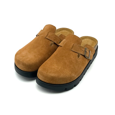 Chunky Platform Suede Leather Clogs Cork Arch Support | SAMAG