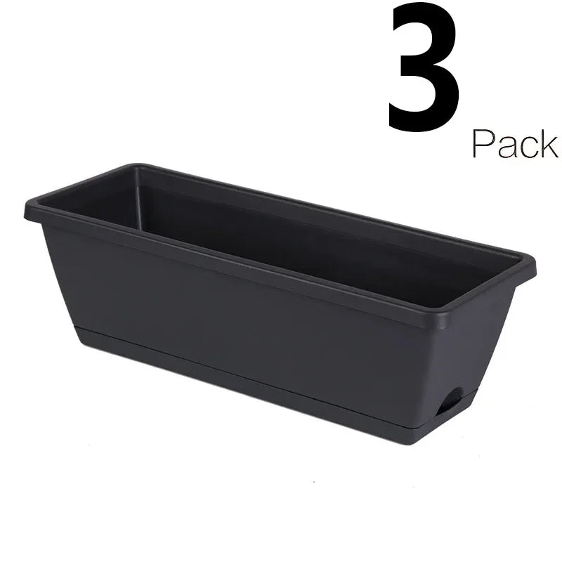1/3 Pieces Window Box Planter Rectangle Plant Containers Decors with Drainage Holes Flower Pot Plant Pot for Outdoor Garden Home