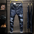 Ripped Jeans Men Slim-fit Denim Pants Cotton Korean Style | SAMAG