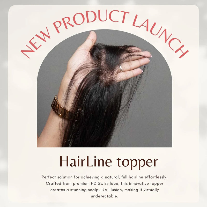 HD Lace Hairline Topper for Receding Hairline, Forhead Human Hair Topper with Elastic Band Ear to Ear Lace Frontal Extension