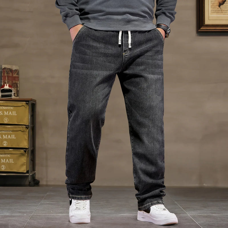 Extra Big Size Jeans Men High Elastic Waist Baggy Denim | SAMAG