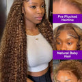 250 Density Highlight Ombre 13x6 Curly Real Human Hair Wigs 30 38 Inch Brazilian 4/27 Colored Deep Wave 13x4 Lace Frontal Wigs