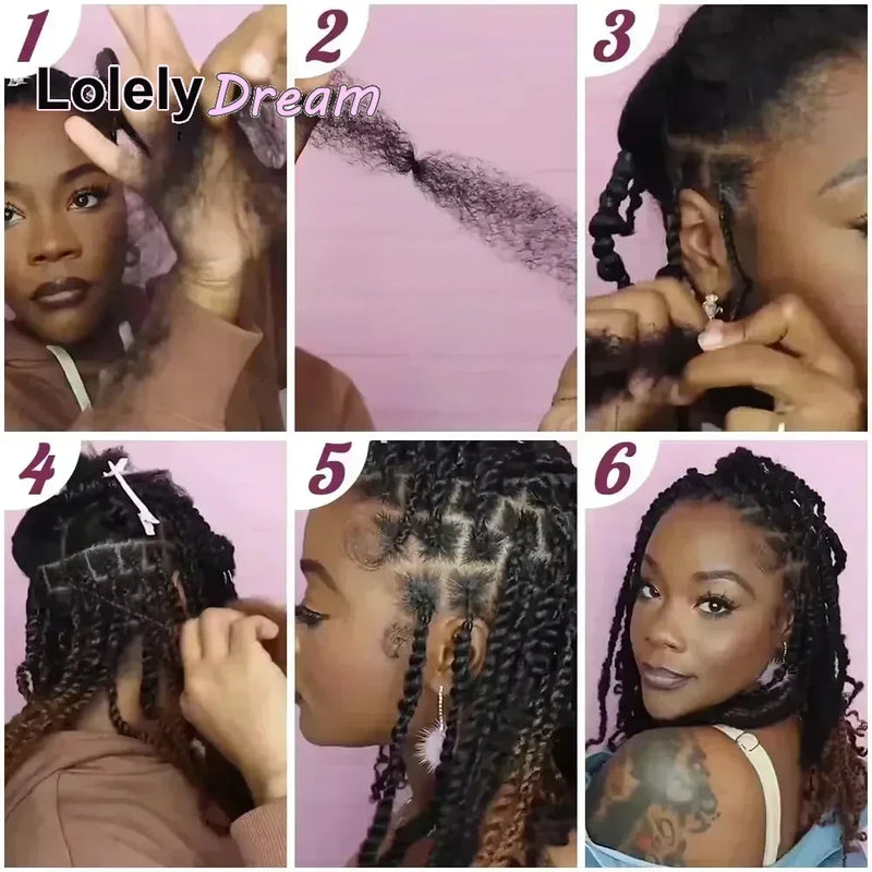 Afro Kinky Bulk Human Hair 50 Gram 100 Real Remy Mini Twist Dreadlock Natural Black Unprocessed Soft Texture Pre Stretched