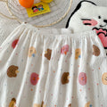 Cartoon Hello Kitty Summer Cardigan Lapel Women's Pajama Set Cloud Cotton Cute Printed Casual Loungewear Three-piece Set