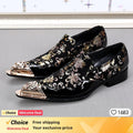 Italian men's dress shoes black metal rivet pointed men's leather business shoes, party shoes men's flat shoes