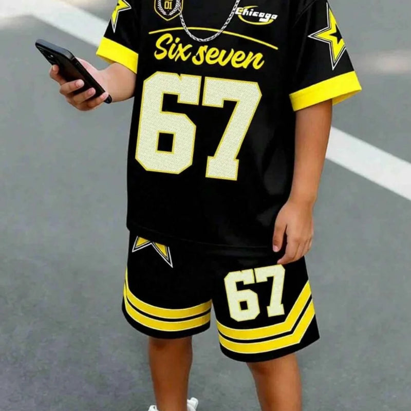 Boys' Outfit Number 67 Mosaic Print T - Shirt Shorts Suit - View 5 | SAMAG