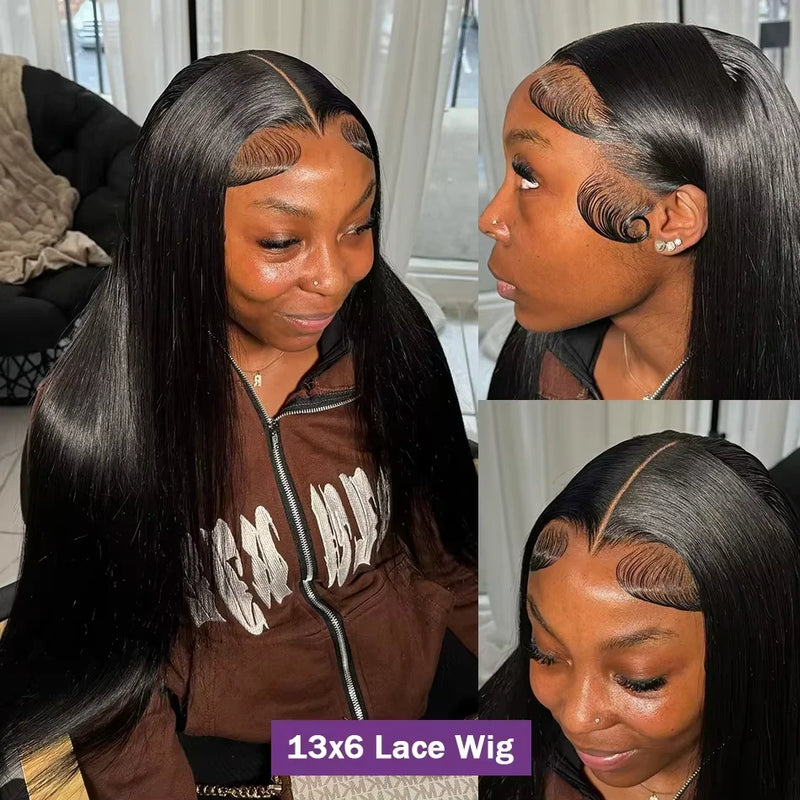 13x6 13x4 Lace Front Wigs Human Hair 36 Inch 7x6 HD Transparent Lace Frontal Wigs 220% Density Brazilian Virgin Straight Human Hair Wigs For Women Pre Plucked With Baby Hair Natural Color