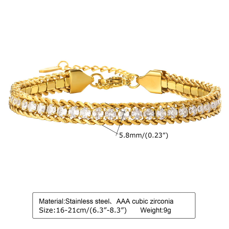 Women Stainless Steel Chain Bracelet, 18K Gold Plated Twist Paperclip Adjustable Link Chunky Stackable - Visuel 6 | SAMAG