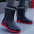 Men's Rain Shoes Fashion Waterproof Men's Rain Shoes Outdoor Non-slip Work Shoes for Men Cotton Warm Rain Boots Kitchen Footwear