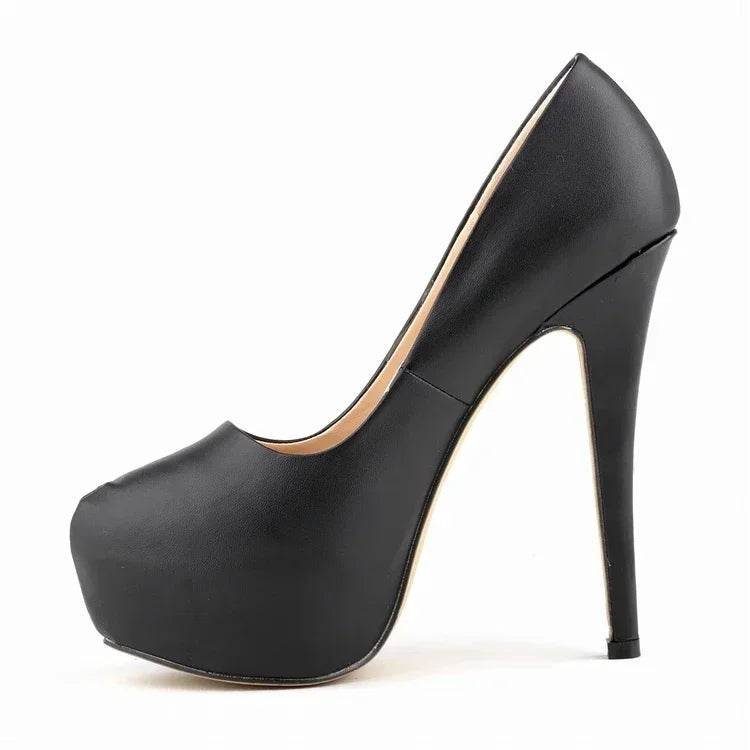 2026 Women Pumps Sexy Round Toes High Heels Fashion Super 14cm Platform Casual Thin Womens Party Red Wedding Shoes Large Size