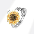 VENTFILLE 925 Sterling Silver Sunflower Diamond Zircon Rotatable Ring For Women Gift Relieve Stress Ring Jewelry Wholesale