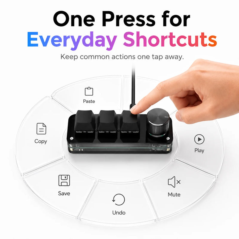 Macropad Macro Programming Keyboard RGB Mini Hot Swap Gaming Custom Knob Keypads Red Switch 3 Keys Knob For Photoshop Multimedia