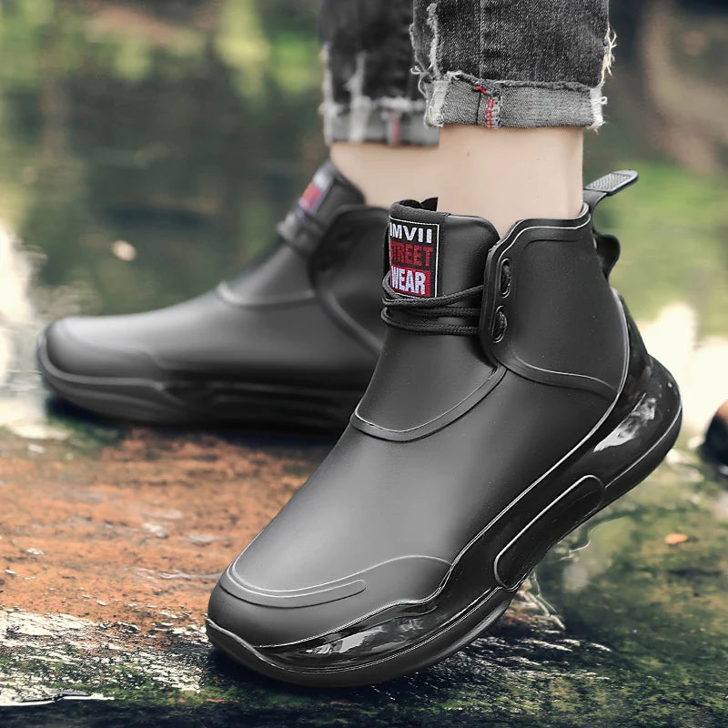 Men's casual rain boots four seasons new anti-slip waterproof outdoor wading fishing water shoes car wash snow kitchen rain shoe