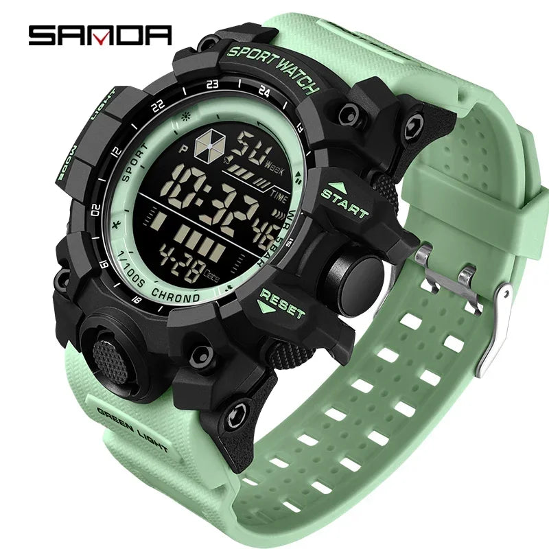 SANDA 6229 Men Outdoor Sports Watch Waterproof Analog Digital Show Multifunction Big Dial Electronic Wristwatch style Male Cloc