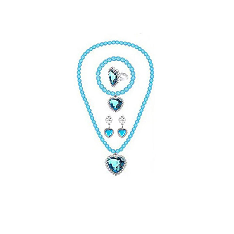 Children Girls Elsa Sofia Belle Princess Accessories Refinement Beading Necklace Bracelet Ring Earring Jewelry 5pcs Sets