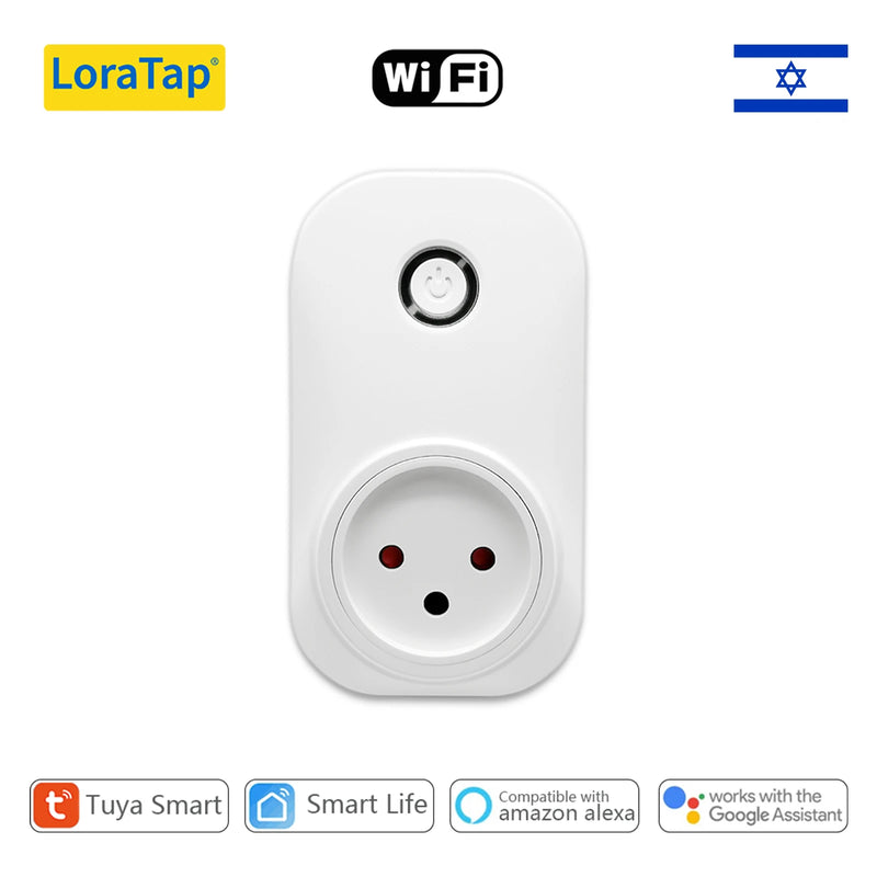 LoraTap Wifi Socket Israel Plug Outlet 16A Energy Consumption Monitoring Tuya Smart Life App Remote Control Home Assistant Alexa