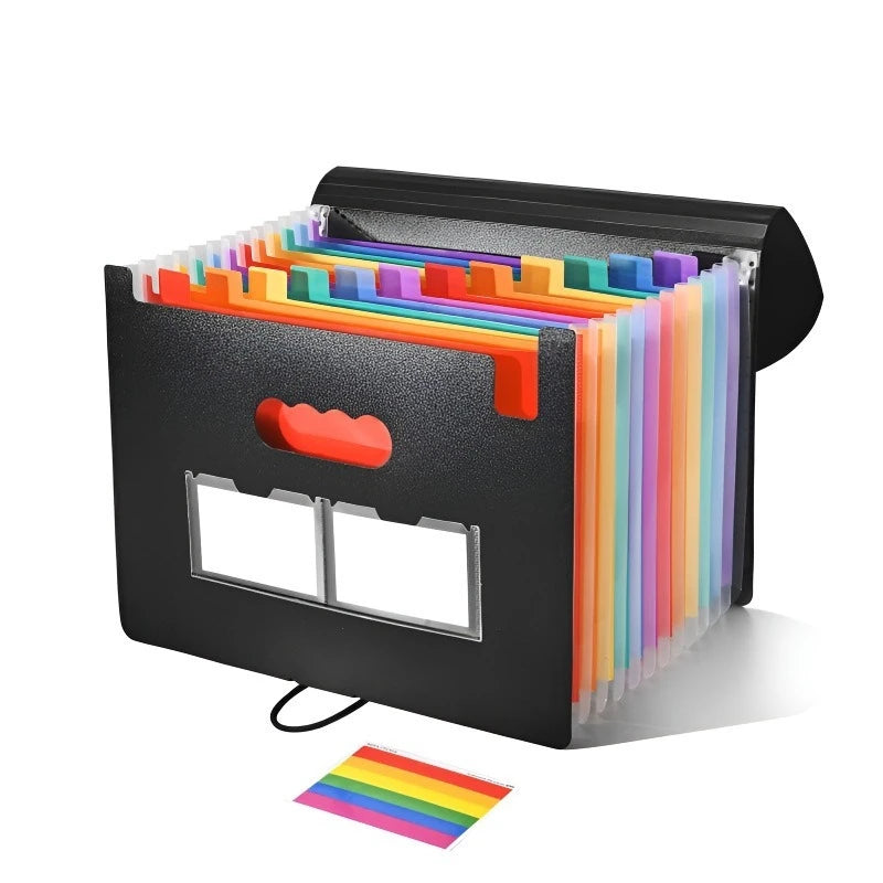 13/25/37 Grid Plastic Three Sided Sealed Hanging Rope Flip Organ Bag A4 Multi-Layer Folder Office File Storage PP File Bag