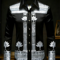 New men's long sleeved shirt with gold lotus 3D printed | SAMAG