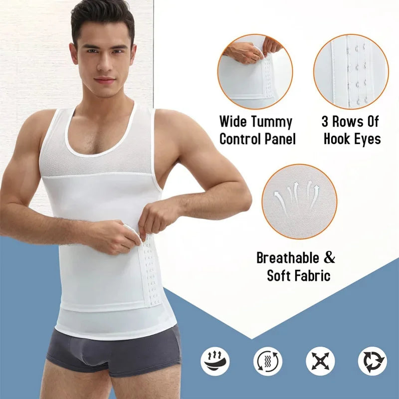 Men's Body Shaper Compression Vest Abdomen Shapewear Tummy Slimming Sheath Gynecomastia Shapers Corset Waist Trainer Fajas Tops