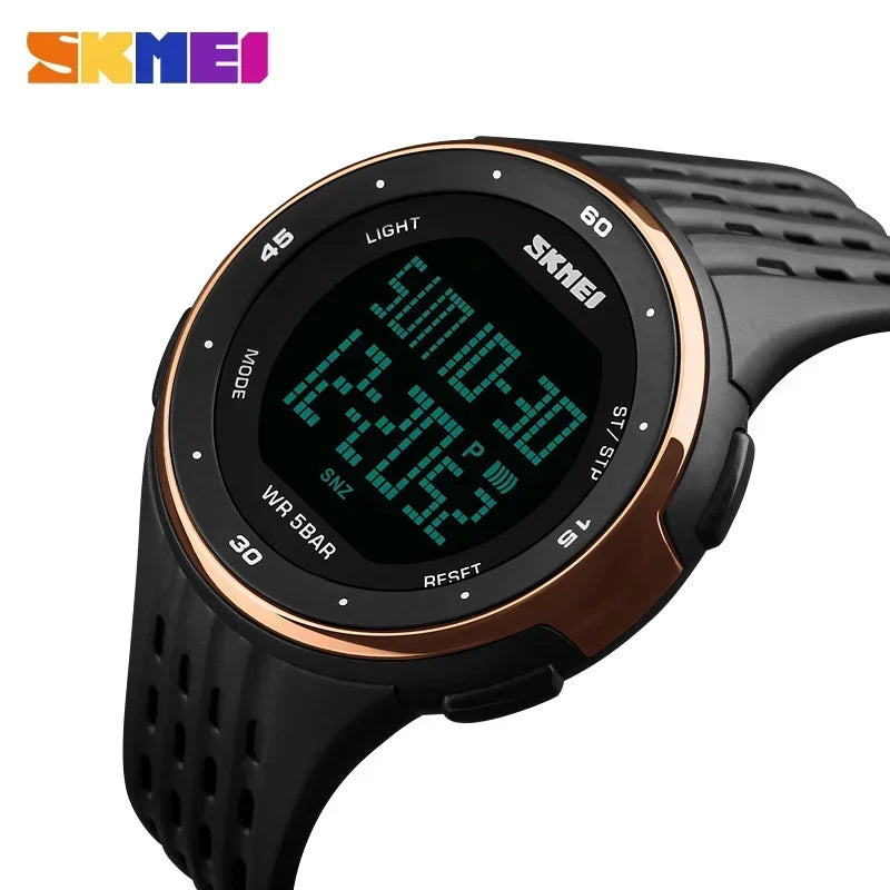 SKMEI 1219 Mens Ladies Digital Clock Relogio Masculino  Outdoor Sport Watches Men Women Waterproof LED Sport Military Watches