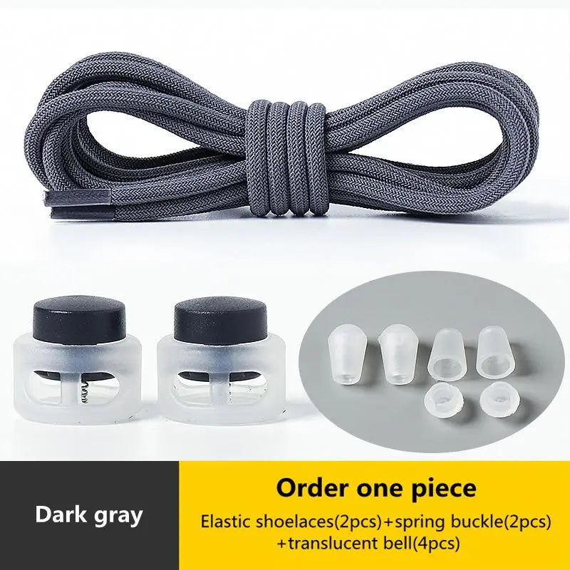 Spring Lock Shoelaces No Tie Shoe Laces Sneakers Round Elastic Shoelace Kid Adult Quick Without Ties Shoestrings Rubber Bands