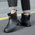 New anti slip and waterproof rain shoes for men, fashionable short tube autumn and winter cotton rain boots, work boots, rubber