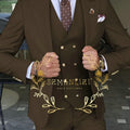 Beige Business Suits For Men Tuxedos Gold Buttons Groom Groomsman Prom Wedding Party Formal 3 Pieces Sets - View 17 | SAMAG