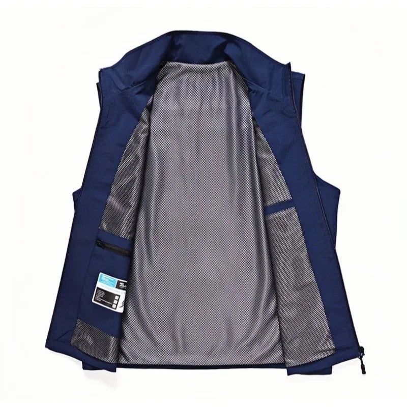 2025 Summer Men Outdoor Waterproof Quick Drying Cargo 5XL Vests Male Thin Mesh Breathable Waistcoats Climbing Sleeveless Jackets