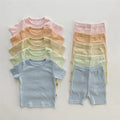 TZ23033 Children Clothing Set Kids Solid T - shirt+Shorts | SAMAG