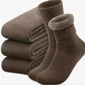 3Pairs Men's Thermal Lined Socks, Thick Soft Comfortable Sock For Cold Weather, Winter Hiking Boots, Black