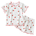 Baby Girl Strawberry Pajamas Set Summer Short Sleeve Thin Two Piece Toddler Kids Sleepwear Infant Home Wear Clothes