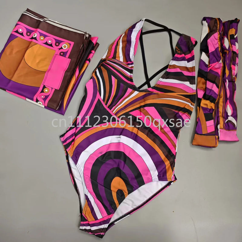 Women's Scarf Swimsuits with Letter Signature Logo Lady | SAMAG