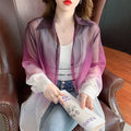 Fashion Gradient Color Chiffon Shirt Women Summer Tie Dye - View 7 | SAMAG