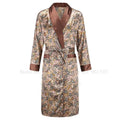 Ice Silk Robe Loose Nightwear Loungewear Male Casual Home Clothes Print Shirt&pants Summer Autumn New Bathrobe with Pocket