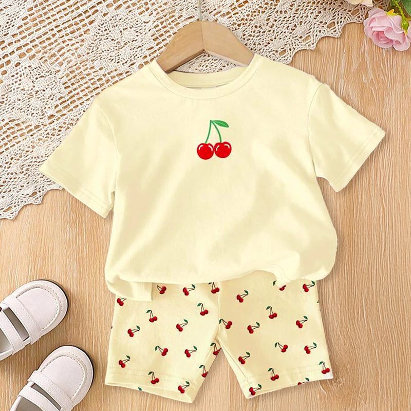 2-Piece Summer Fashion Casual Set for Girls with Yellow | SAMAG