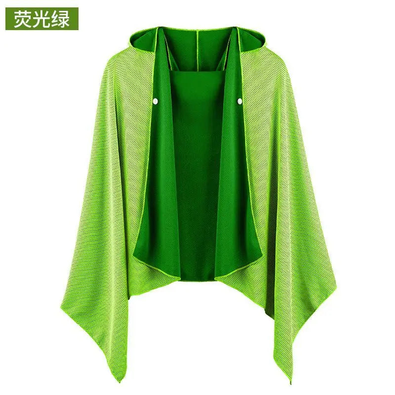 Cool Feeling Hooded Cape Ice Silk Quick Dry Breathable Beach Towel Absorbent Sun Protection Shawl Outdoor Sports Lightweight New